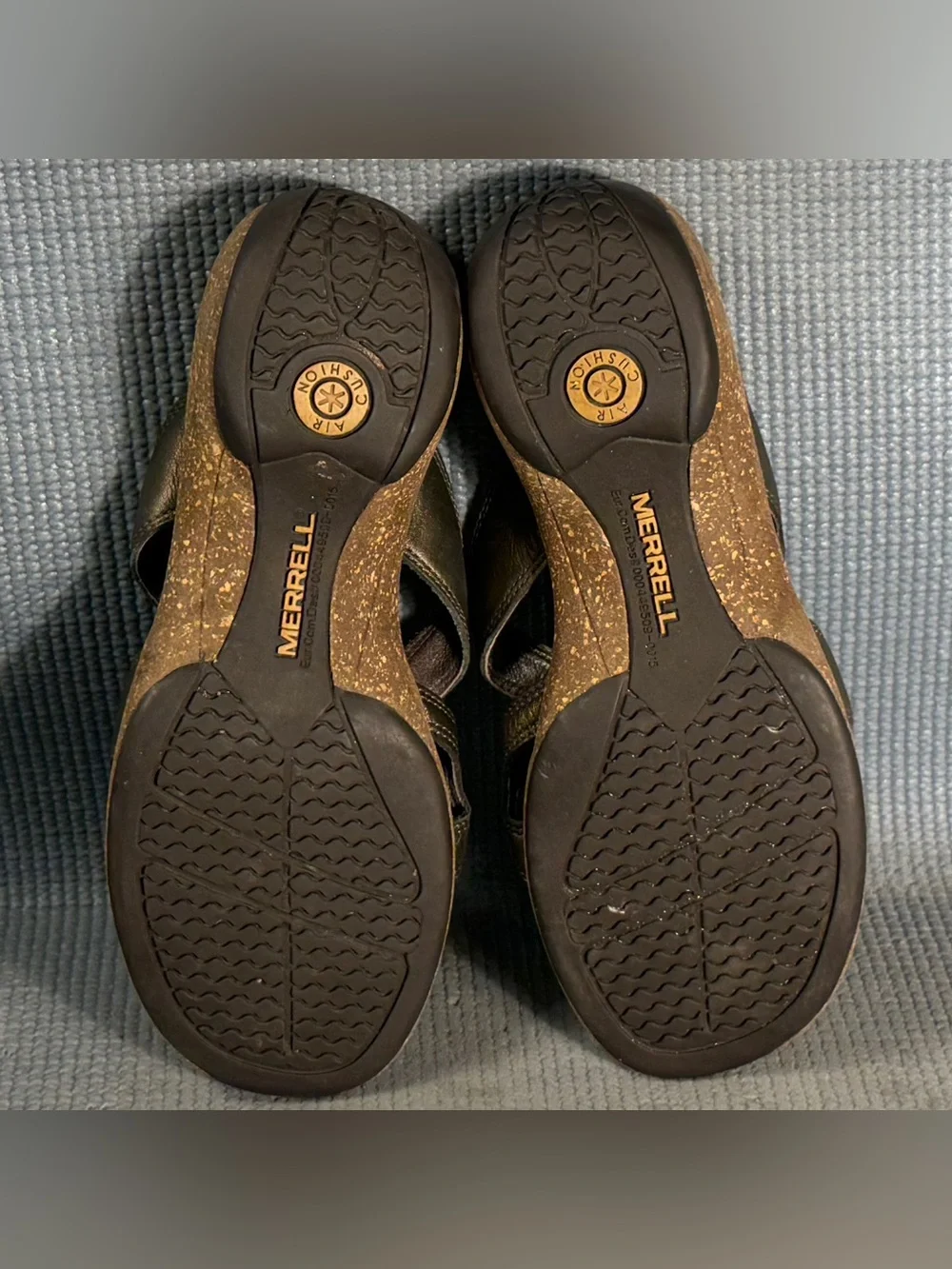 Merrell Sundial Antique Brass Leather‎ Comfort Cork Thong Sandals Women’s Size 8